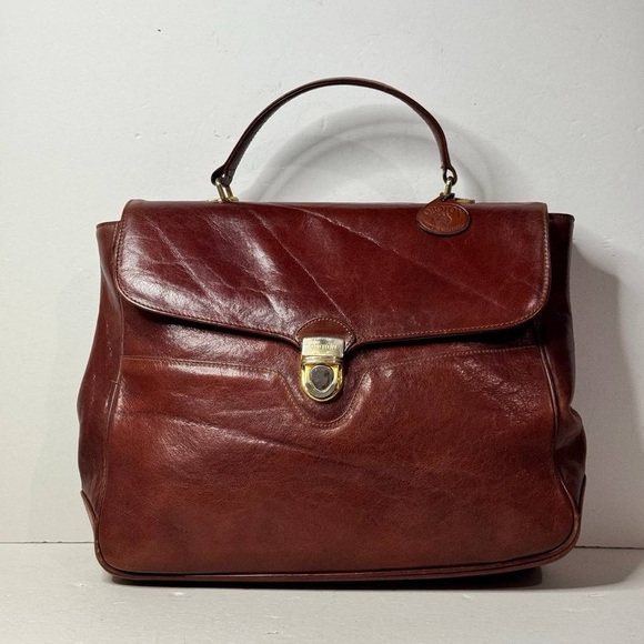 Oroton Australian Cowhide Chestnut Color Top Handle Satchel, Classy